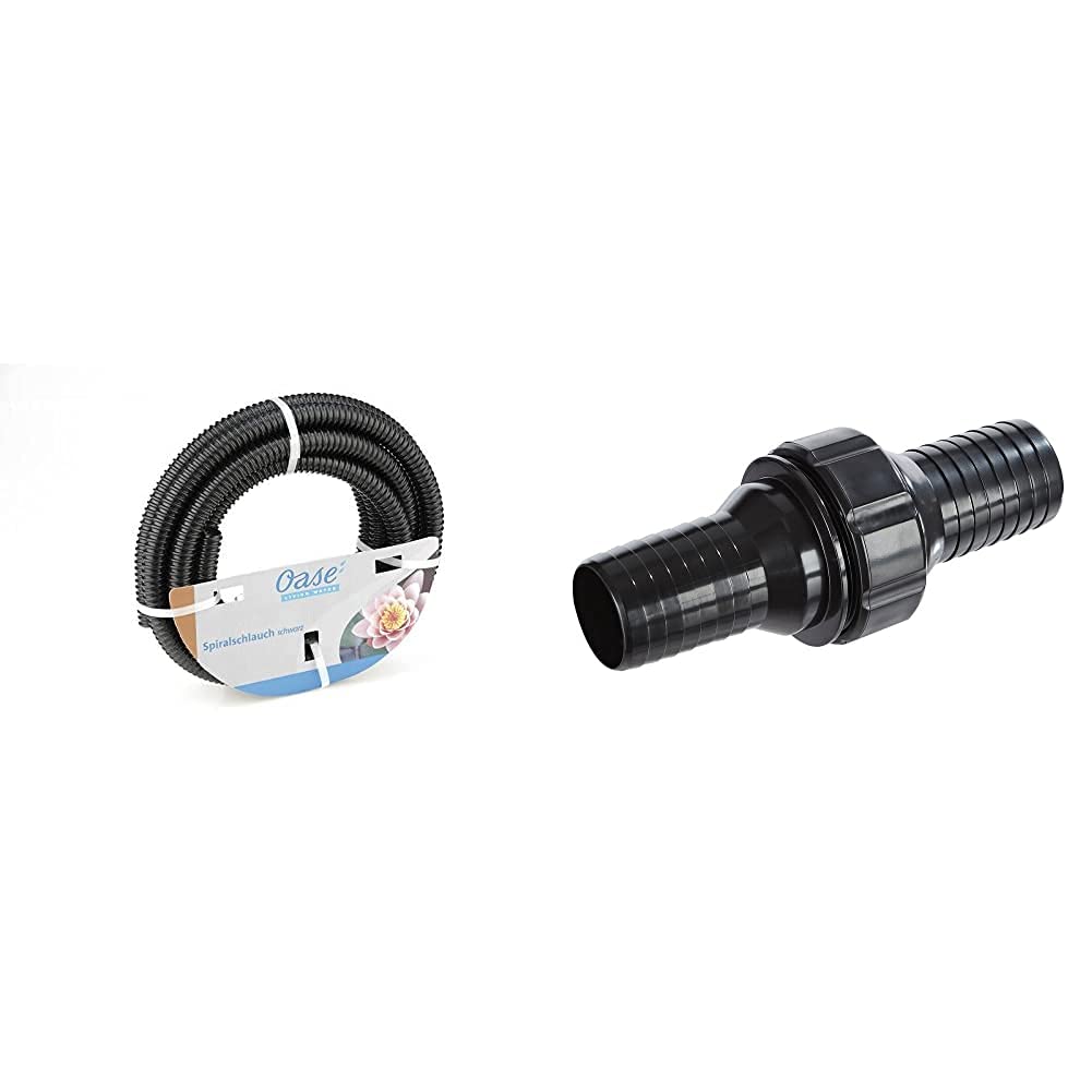 Oase schwarz Spiralschlauch 1 1/2", 10 m & Schlauchverbinder Schläuche & Verbinder, Schwarz, Länge 16 cm,Durchmesser-6,5 cm