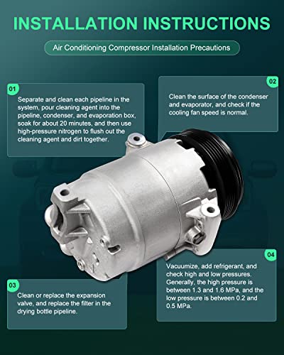 Image of SCITOO AC Compressor for Chevy for Cavalier 2.2L 2002-2005 | Fast Cooling, Ultra Low Noise (≤72 dB) Air Conditioner Compressor for Summer, with Clutch, 1520741 10344861 1020741 621198