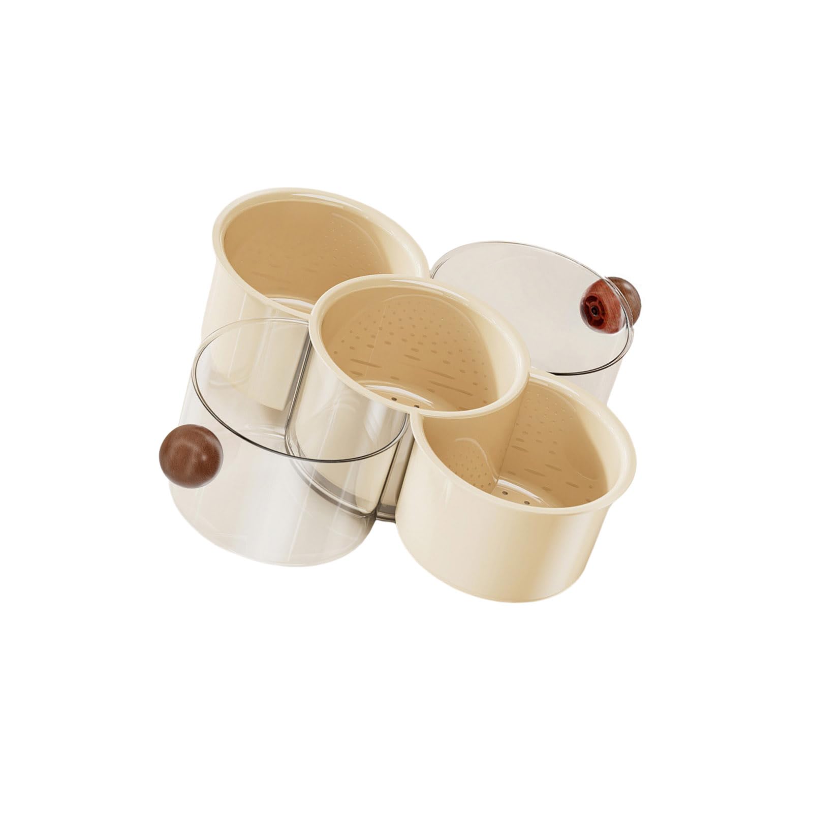 Piceioep Multiple Compartment Rotating Organizers with Nonrust Steel Frame and Silicone Seal for Freshness Produce Storage Container