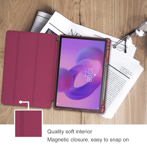 Image of ProCase Smart Case for 2025 Lenovo Idea Tab Plus 12.1 Inch /Tab K12, Red | Slim Light Cover Trifold Stand Hard Shell Folio Smart Protective Case for Idea Tab Plus /Tab K12 (TB361FU /TB361ZU)