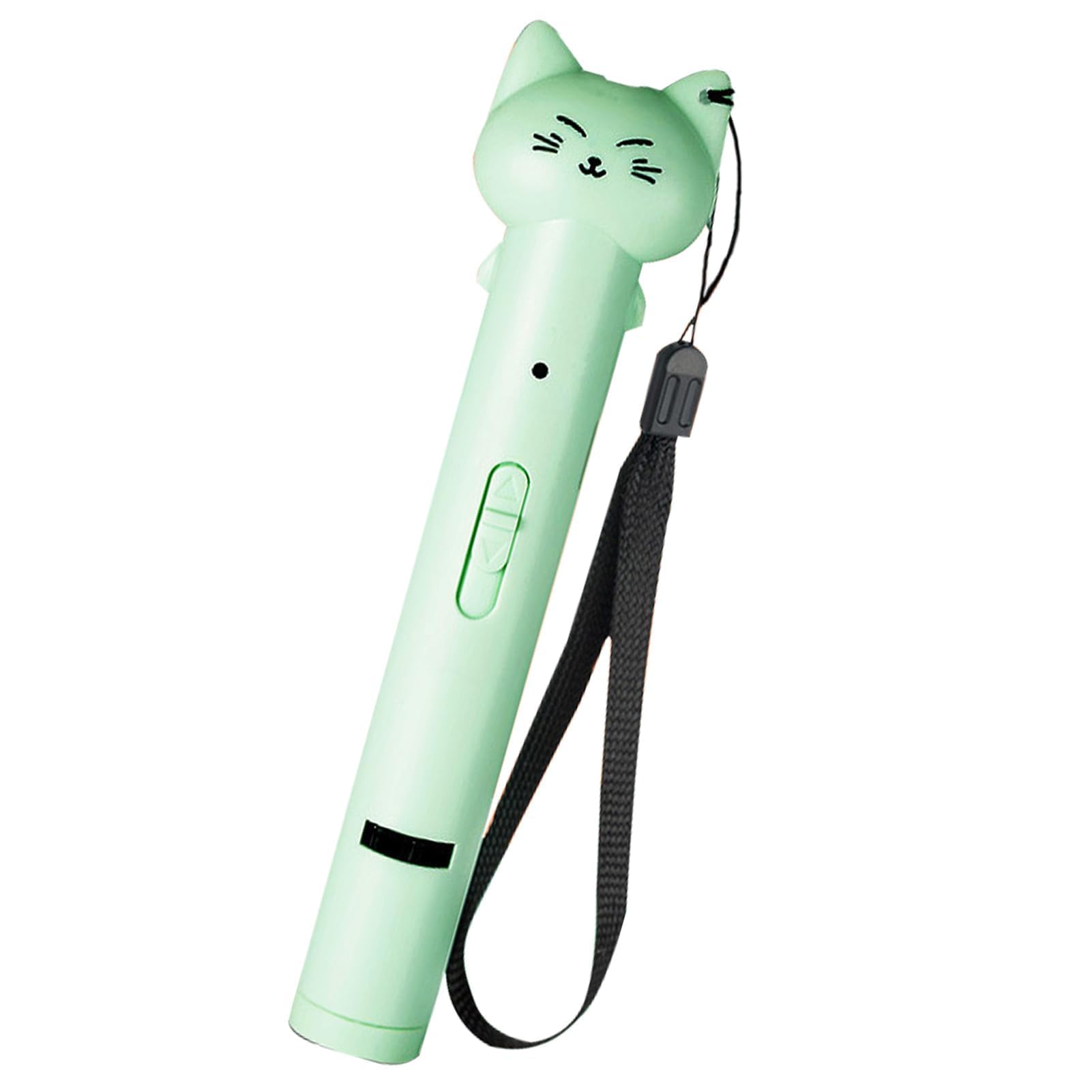 Megatwix Cat Teaser Pointer Interactive Feather Bell Stick for Cats Kittens to Chase Type-C Rechargeable Pen Relieves Boredom,Green