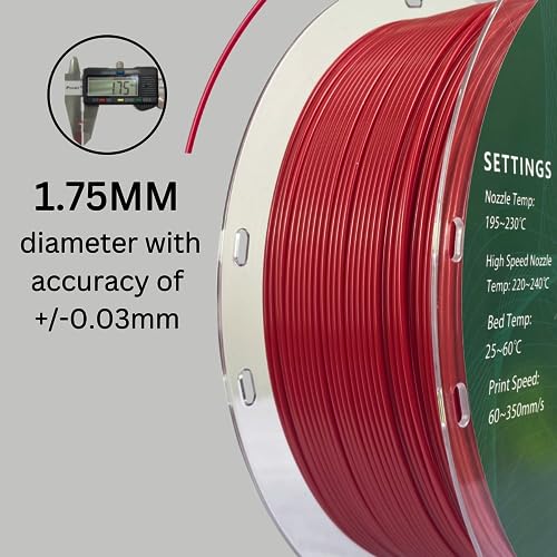 Image of EPAX High Speed PLA+ 3D Printer Filament, Fast PLA 3D Printing Filament, 1.75mm Diameter, Dimensional Accuracy + /- 0.03 mm, 1KG Spool, Fire Engine Red