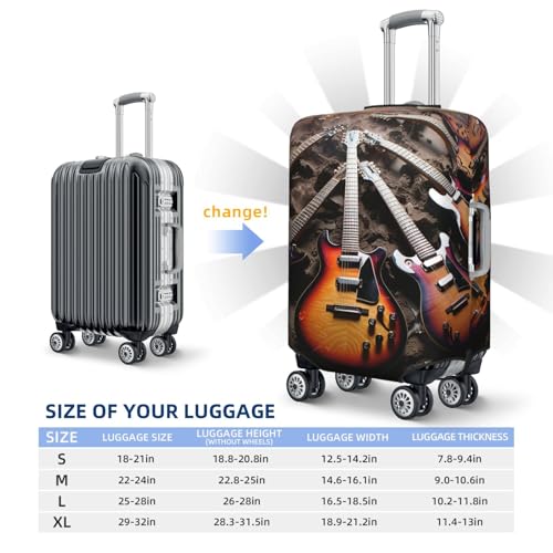 Luggage Cover Elastic Suitcase Cover Protector Electric Guitar Music Luggage Covers Travel Suitcase Covers Carry On Luggage Sleeve Suitcase Baggage Cover for Adult Travel2