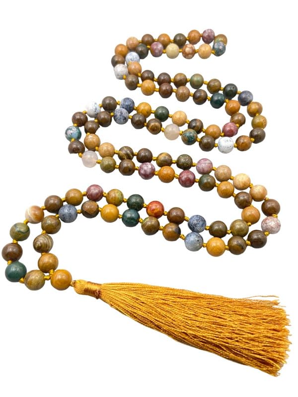 Natürliche AAA-Mala aus afrikanischem Blutstein, Pietersit-Halskette, 10-mm-Gebetskette, tibetische Mala, geknotete Mala, buddhistische Halskette, 108-Perlen-Pietersit-Yoga-Mantra-Japa-Mala