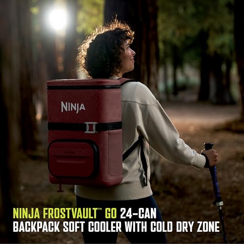 Image of Ninja FrostVault Go Can Soft Cooler, 24 /36 Can, Leak Proof, Built-In Cup Holder, 2 Ice Packs & Dry Storage Drawer, Polyester Insulation, Hiking, Camping, Picnic