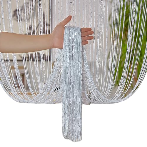 Ailan Rideau de perles de cristal avec perles, 100 x 200 cm, séparateur de porte, idéal pour le salon, la décoration murale, séparateur de porte et rideaux...