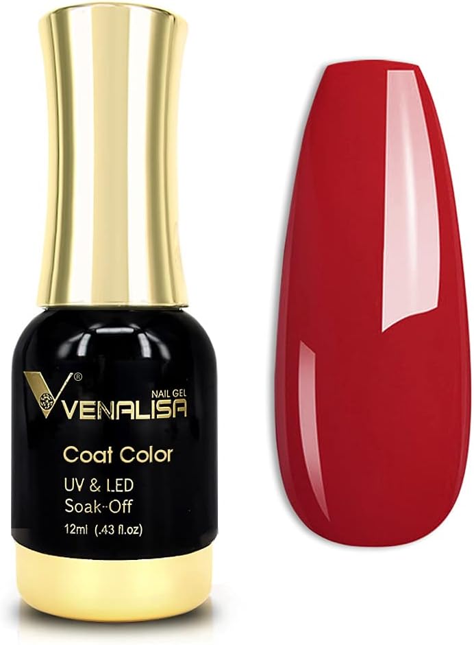 VENALISA 12ml Varnish Red Gel Nail Polish Soak Off Nail Lamp UV LED Natural Nail Gel Polish Nail Art DIY Manicure French Gifts, 0.43 OZ