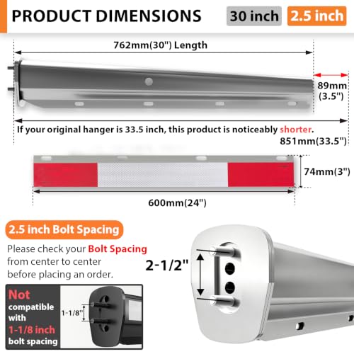 Image of TIROL Stainless Steel Mudflap Hangers for Semi Trucks 2.5 inch Bolt Spacing 30 inch