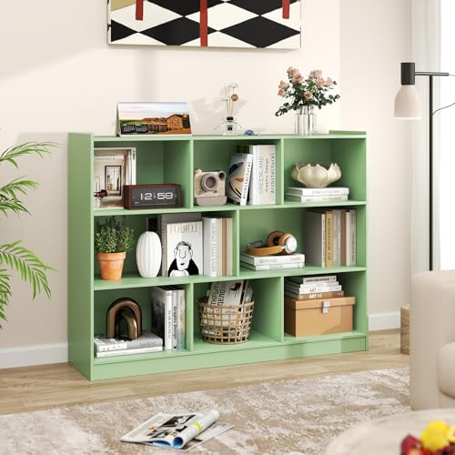 Giantex Mint Green 3-Tier Wood Bookshelf for Living & Kid's Rooms