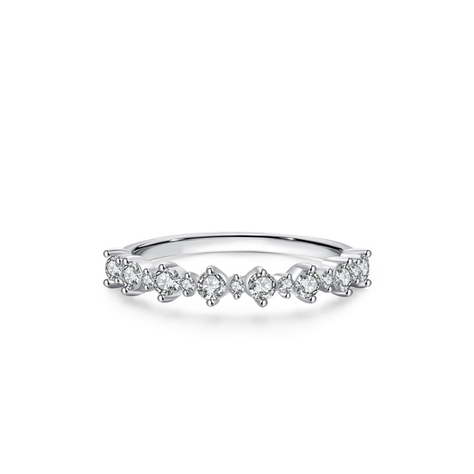 KnSam Anillo de oro blanco de 9 K/14 K/18 K, anillo apilable clásico para parejas con moissanita, anillo Au 375/585/750, oro blanco, talla 47-65