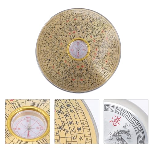 Brújula china tradicional Feng Shui Luopan de cobre portátil miniatura 7