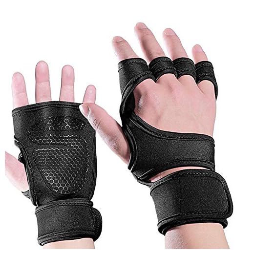 JLTPH Guantes de Fitness para Hombre y Mujer Guantes Crossfit con Muñequeras Incorporadas Guantes de Entrenamiento de Pesas