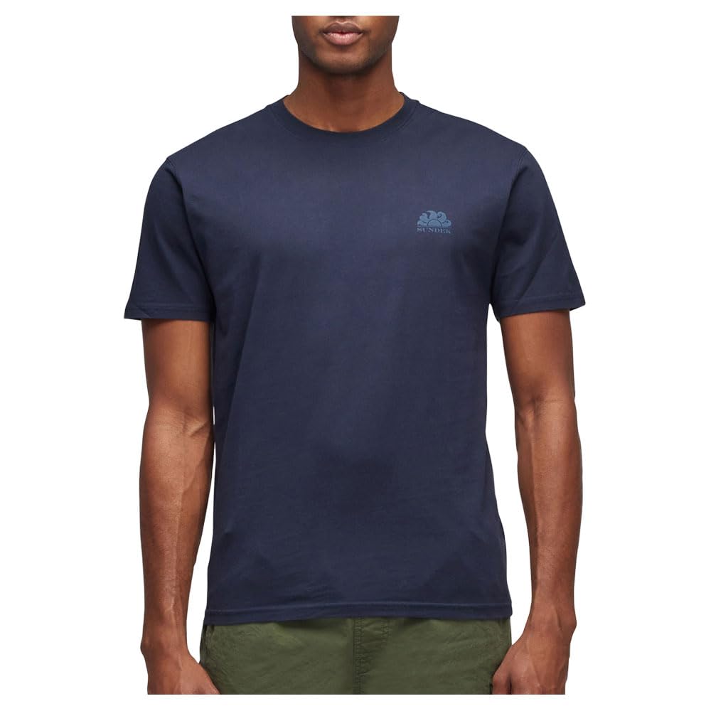 Sundek Men's Navy Blue Crewneck T-Shirt With Logo, L