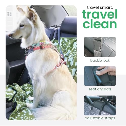 Molly Mutt 3-in-1 Back Seat Cover for Dogs, 100% Cotton Canvas Back Seat Hammock with Headrest Straps, Belt Slots, & Anchors, Non-Skid Cargo Area Cover, Machine Washable, No Harmful Chemicals, 56\"x56\"
