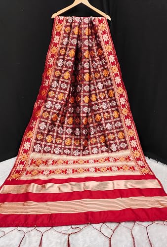 Image of TRENDMALLS Women's Jacquard Silk Ethnic Patola Floral Design Dupatta Ethnic Motif Pattern