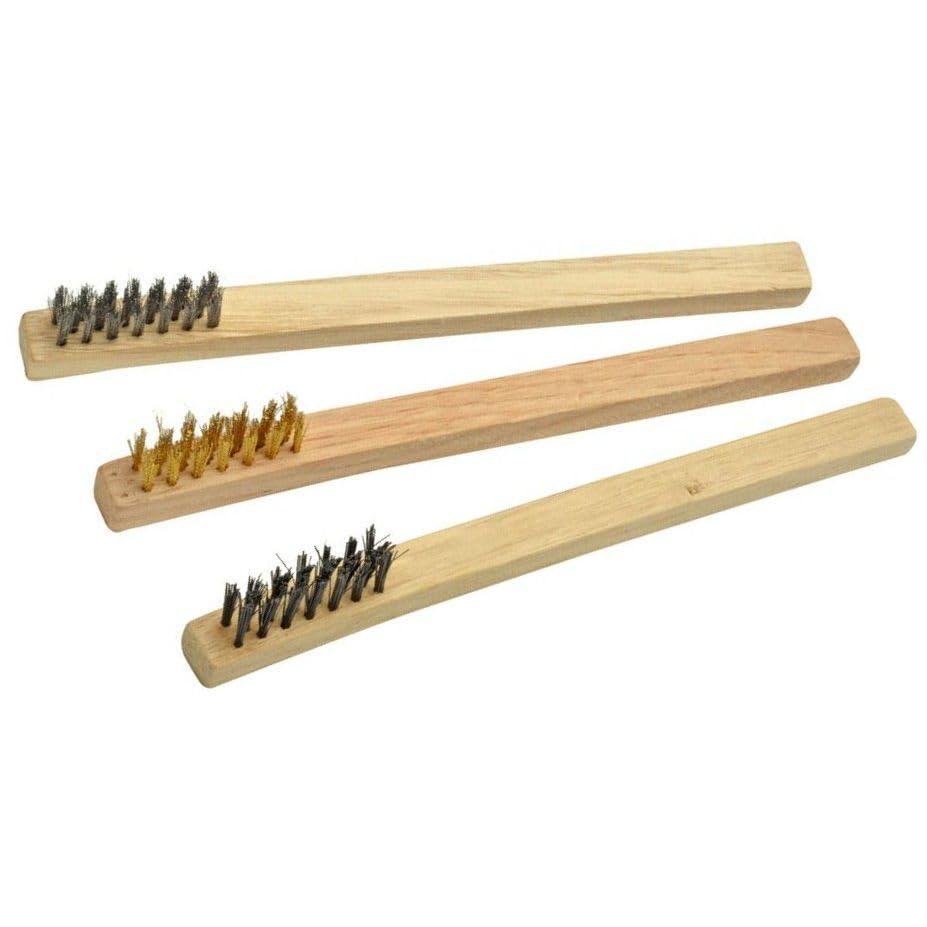 12 Pack Enkay 1660-3C 3-Piece Mini Wire Brush Set with Brass, Stainless and Nylon