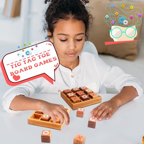 3 sets de juego de mesa Tic Tac Toe de madera clásico miniatura 6