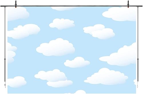 Miniatura 2 de Telón de fondo de nube blanca cielo azul para fiesta de cumpleaños, fondo de fotografía para niños, accesorios de estudio de fotografía de 8 x 6 pies