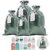 Senteria ラッピング袋 バースデーバッグ プレゼント袋 ギフトバッグ 誕生日 記念日 結婚式 母の日 父の日 バースデー お祝い 収納 お土産 バレンタイン クリスマス ひな祭り ギフト お菓子 記念日 結婚式 母の日 父の日 バースデー お祝い 収納 お土産 包装用 巾着袋 おしゃれ シンプル カード付き (4枚,4つのサイズ、グリーン)