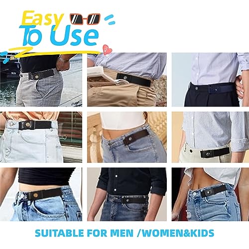 2 Pairs No Buckle Invisible Elastic Stretch Waist Belt for Men/Women, Jeans Loops Belt for Pants4