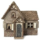 Marshall Home and Garden Tudor House Cottage Brown 7 x 7 Resin Stone Outdoor Statue with Opening Door