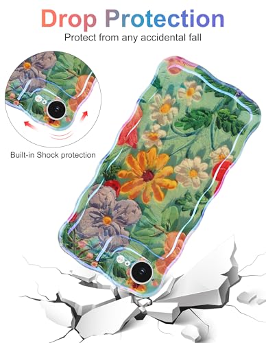 Coque iPhone 16 motif fleur laser en TPU souple ondulé