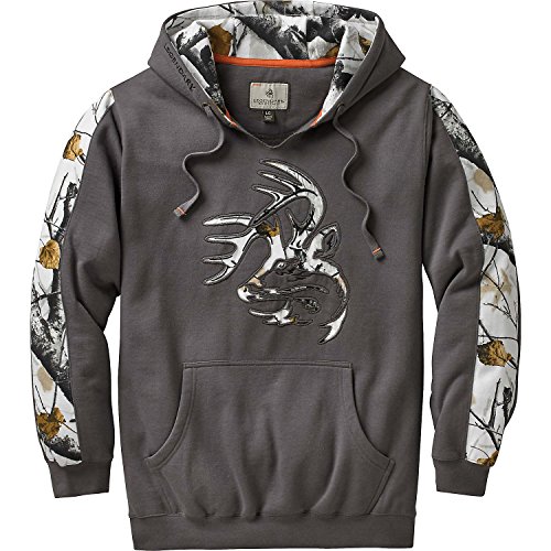 Legendary Whitetails Mens Big Game Snow Camo Outfitter Hoodie (Charcoal Gray, Medium)
