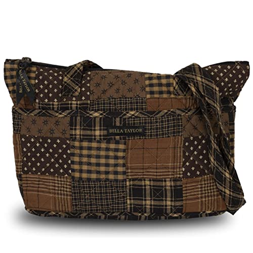 Bella Taylor Ironstone Taylor Quilted Cotton Country Patchwork Shoulder Handbag Purse With 10 Pockets For Organization