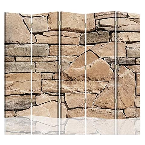 Paravent Mauer Ziegel Abstrakt 180x175 cm 5 Teilig Modern Design beideseitig Raumteiler Wandschirme Foto Trennwand Raumtrenner Sichtschutz Spanische Wand Cover