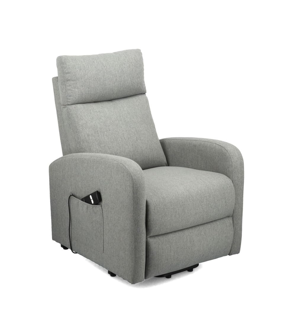 SWEET SOFA® Sillón Reclinable eléctrico Luna con Sistema Power Lift, 101x85x65 cm, Sofá Individual, Sillón Relax para Adultos, Elevador de Asistencia, Ajuste de Inclinación Automático, Color Gris