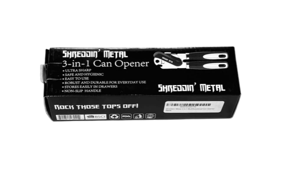 Can Opener Manual, Strong Heavy Duty Comfortable Handle, Stainless & Nice Ergonomic Handle, Shreddin Metal Sharp Blade 3-in-1 Multifunctional