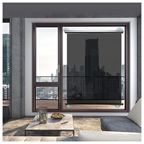 LXLF Duo Rollo Schlagfrei Sonnenschutz Rollo, Einwegspiegel Und Klar Sichtbar Fensterabdeckungsvorhang Mit Saugnäpfen, Schwarzes Silber Blind (Size : 63x150cm/25x59in) Cover