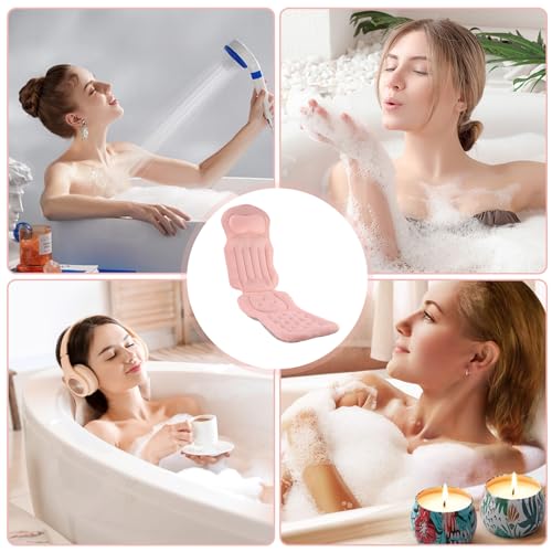Ganzkörper Badewannenkissen 130x30cm, Verdicktes Badewannenmatte mit Kopfstütze, Lendenwirbelstütze und Beine, 4D Ganzkörper Badekissen mit 144 Saugnäpfe für Home Spa
