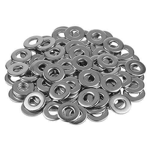 Favordrory Arandela plana de acero inoxidable de 1/4 pulgadas, diámetro exterior de 5/8 pulgadas, acero inoxidable 304, 100 unidades