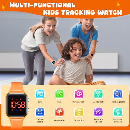 Kids Digital Watches for Boys Girls, Sports Watch with Fitness Tracker, Pedometer, Alarm Clocks, Stopwatch, No App Needed Waterproof Kids Watch, Gift for Teens Student Girls Boys Ages 5-142