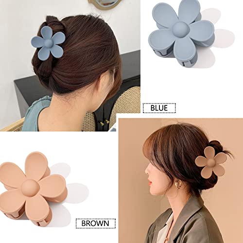 6 Pcs Flower Clips, 3 Inch Large Matte Flower Claw Clip For Women Thin Thick Curly Hair, Non Slip Strong Hold For Women Thin Hair, Strong Hold Jaw Clip #TOP1