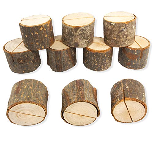 【HOBONET】 カードスタンド 切り株 10個セット カード立て メモ スタンド 写真立て 木製 メモクリップ 机上用品 メモホルダー