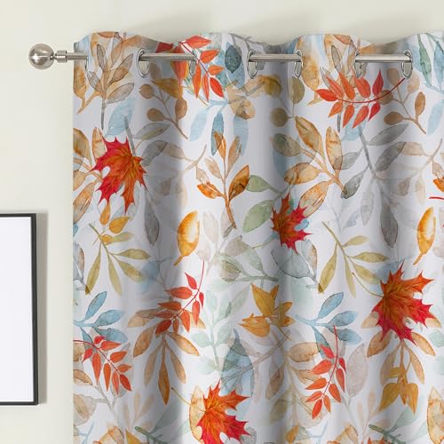 cusugbaso Fall Curtains 84 Inches Long, Fall Leaves Living Room Curtains Room Darkening, Thanksgiving Decor for Home, Light Blocking Drapes with Grommet for Bedroom Bathroom, 2 Panels(52