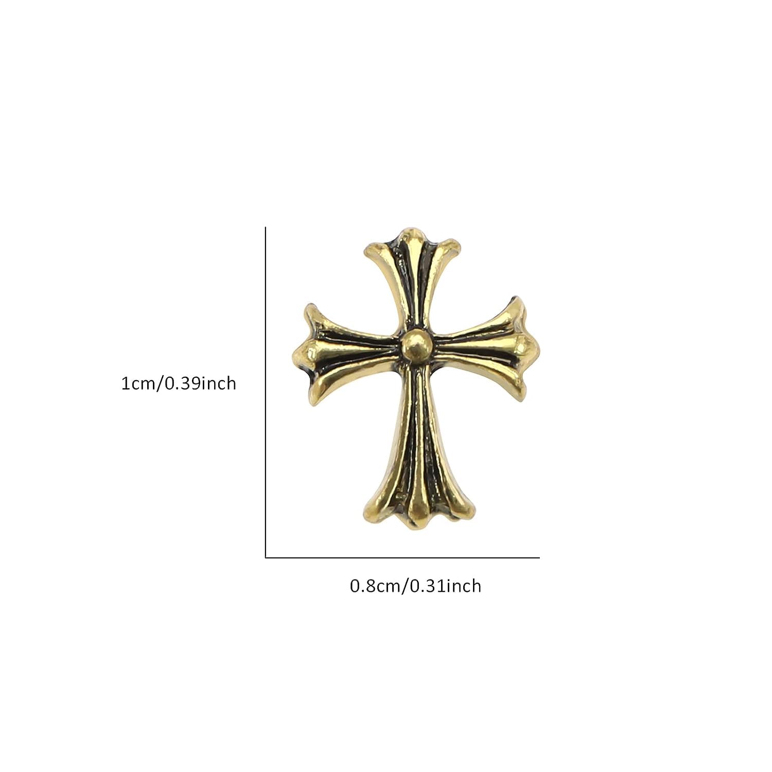 60 Stück Cross Nail Charms – 3D Herz & Stern Metalldekoration Für Acrylnägel, Silberfarben, Vintage-Stil