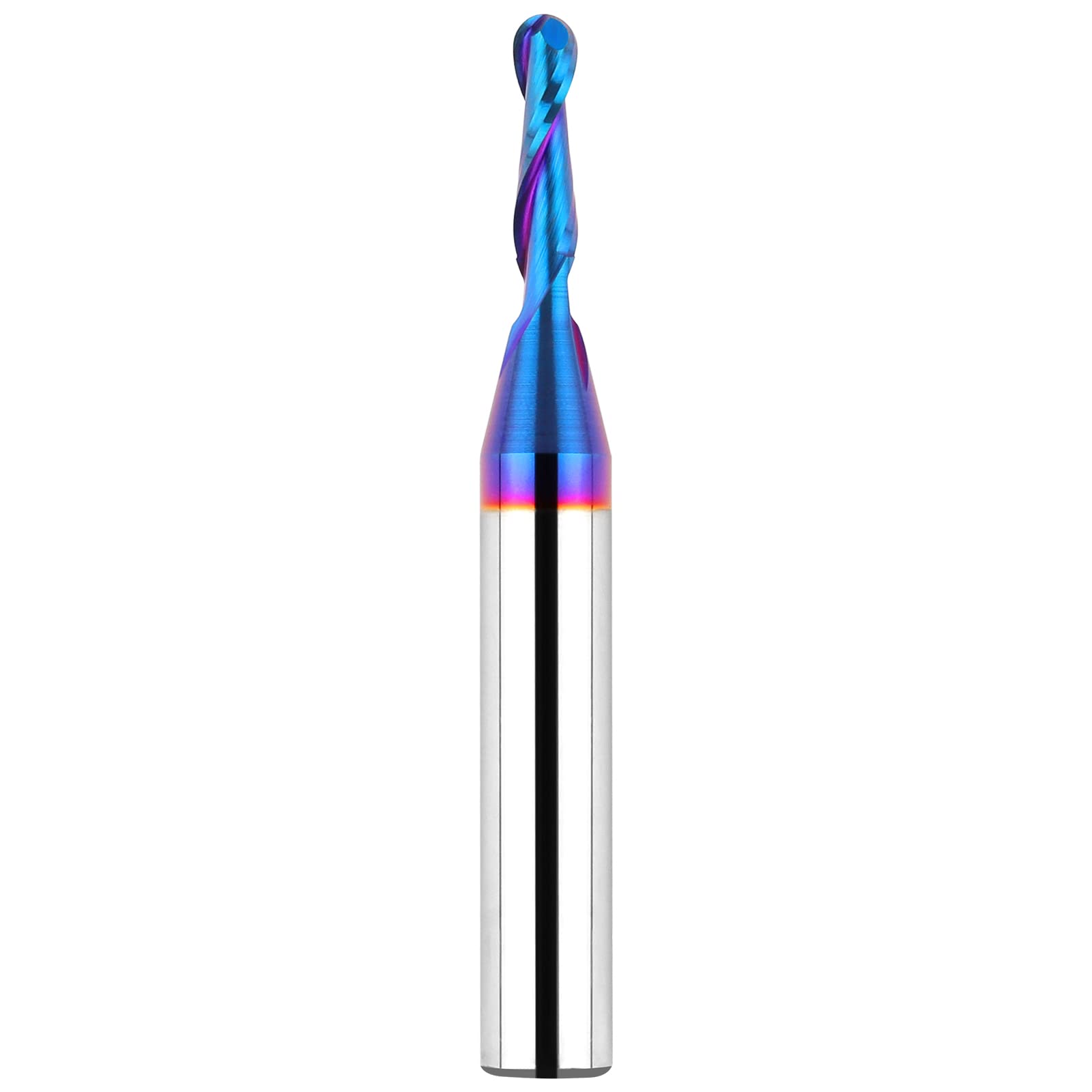 EANOSIC Carbide Ball Nose CNC Bit 1/4 Inch Shank, 1/8" Cutting Diameter End Mill Bits Spiral Router Bits Wood Milling Tool with Nano Blue Coating for