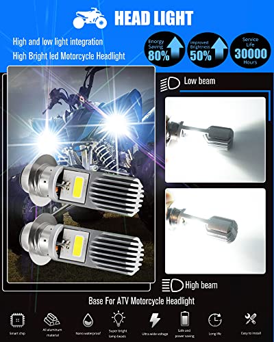 YEORO 2Pcs H6M LED Bulb,AC/DC 9-85V P15D Motorcycle Headlight Bulb Hi/Lo Beam 2xCOB+3528 SMD Chips LED Lamps for ATV. (2COB+3528)