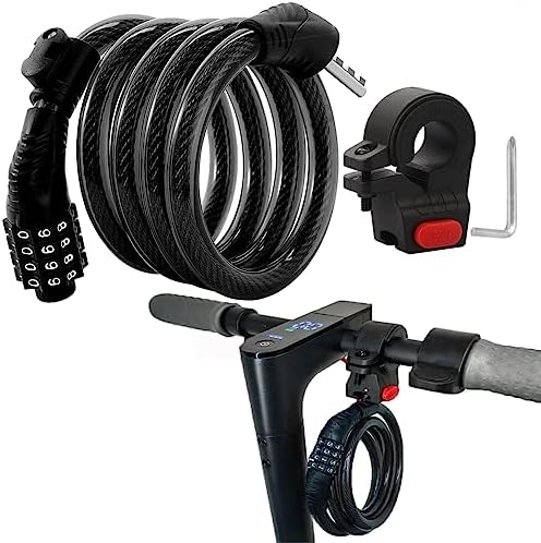 E Scooter Lock,Bike Lock Combination Lock Cable Compatible for Xiaomi M365/Max/GXL/Ninebot/Segway Scooter/Moto/Bicycle Lock 4ft Long/0.472In Scooter Anti-Theft Ideal Lock 4-Digit/12 Steel Cables Lock
