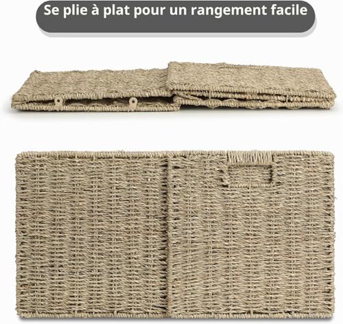 Panier pour bureau chambre en papier jacinthe d'eau pliable