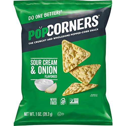 Popcorners Popped Corn Snacks Sour Cream & Onion Gluten Free, 1oz, 20Count