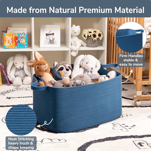 Goodpick Large Blanket Basket, Storage Baskets for Organizing, Rectangle Woven Basket for Clothes, Towels, Toy Baskets Storage Kids, 21.6" x 14.9" x 11.8"