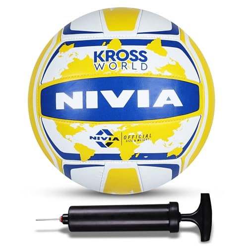 Nivia Kross World Volleyball with Ball Pump 6" Combo, Training Ba...