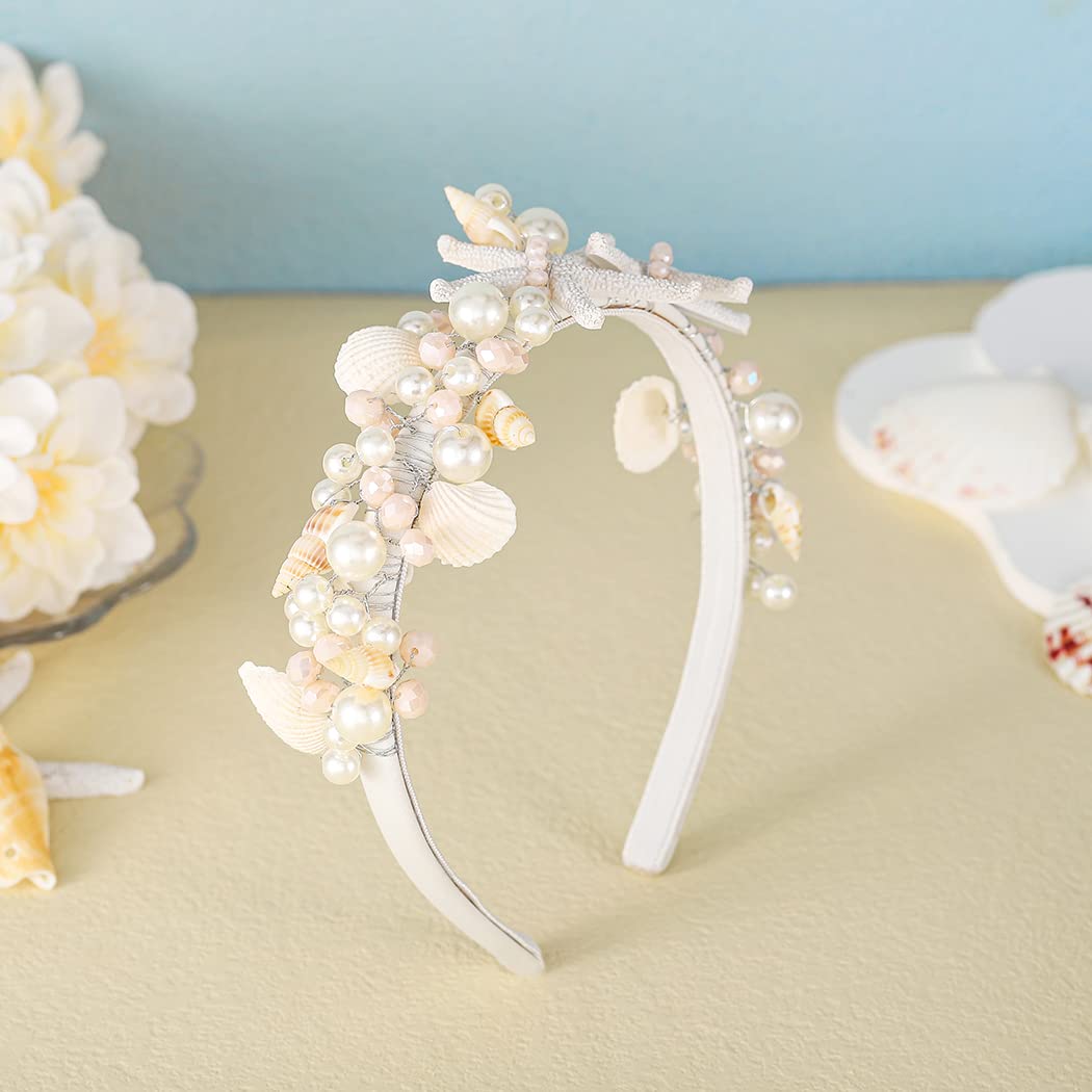 Unicra Sea Shell Headband Mermaid headpiece Silver Starfish Beach Wedding Hair Accessories for Women and Girls - Image 8