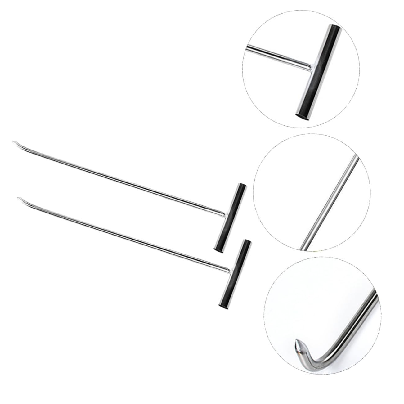 Cabilock 2Pcs Heavy Duty Stainless Steel T Shape Manhole Hook Lifting Tool for Easy Access to Manhole Covers Up Doors and Drainage Systems Wear Resistant Design