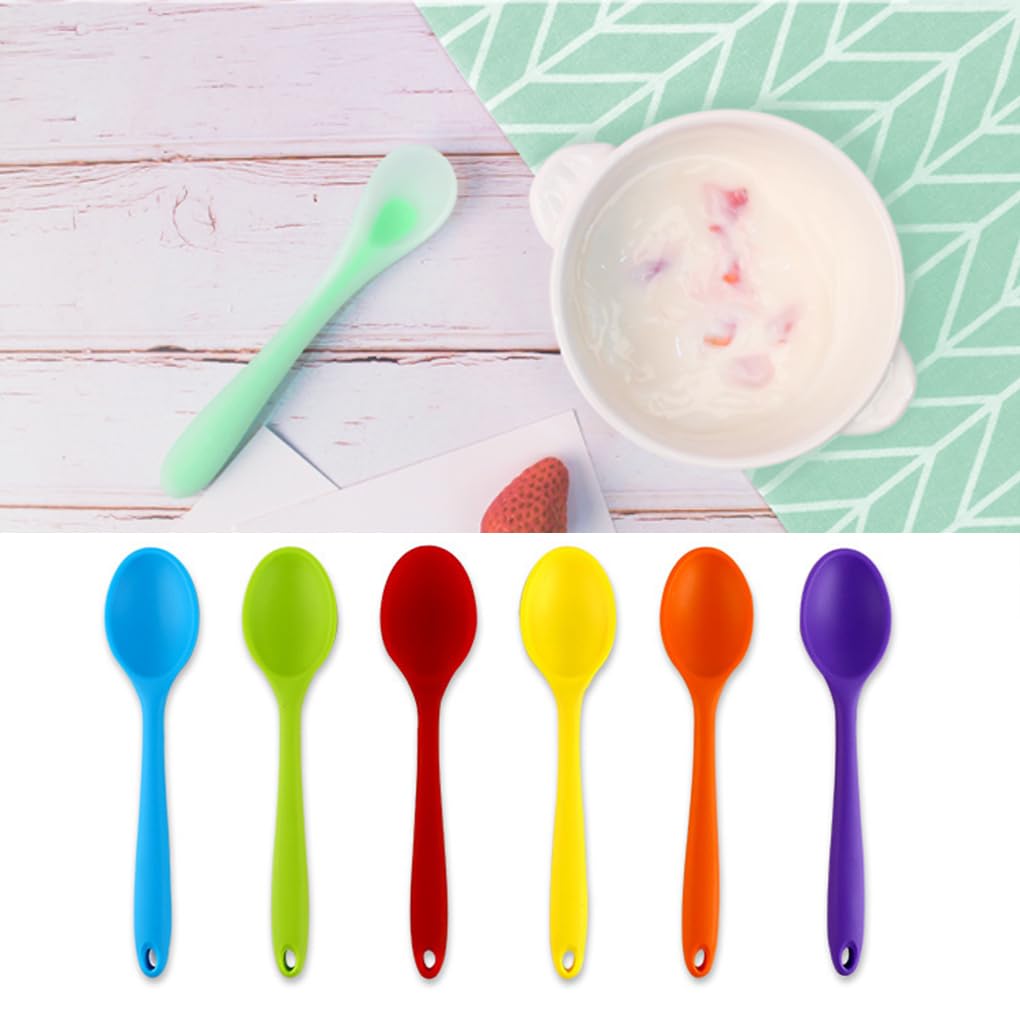 Set di 10 cucchiai in silicone con manico lungo professionale per la casa stoviglie resistenti al calore flessibili per zuppe forniture per ristoranti giallo