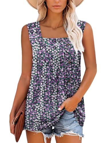 KISSMODA Womens Boho Tops for Summer Sleeveless Tanks Loose Fit Casual Blouse Daily Shirts for Leggings (S-3XL)